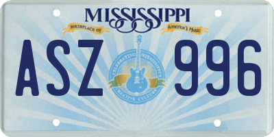 MS license plate ASZ996