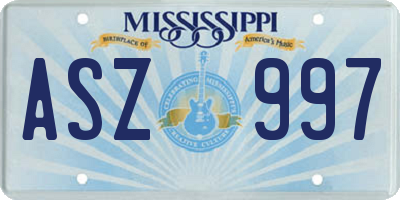 MS license plate ASZ997