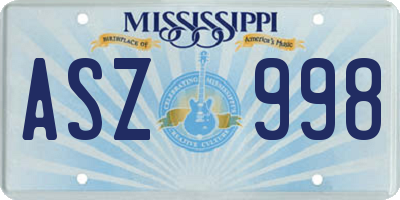 MS license plate ASZ998