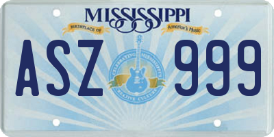 MS license plate ASZ999