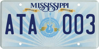 MS license plate ATA003
