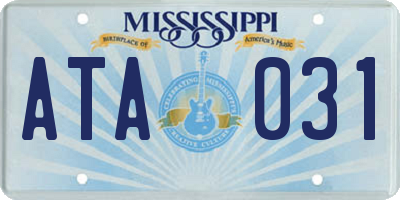 MS license plate ATA031