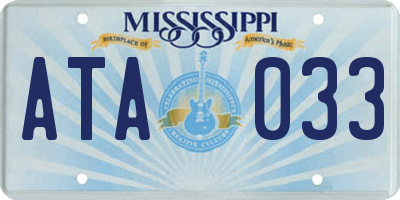 MS license plate ATA033