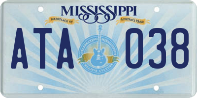 MS license plate ATA038