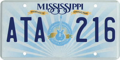 MS license plate ATA216