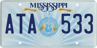 MS license plate ATA533