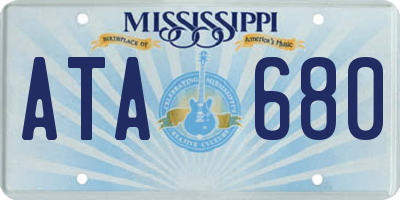 MS license plate ATA680