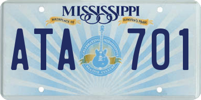 MS license plate ATA701