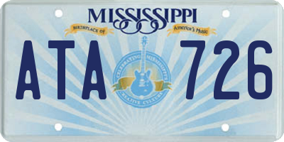 MS license plate ATA726