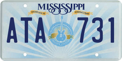MS license plate ATA731