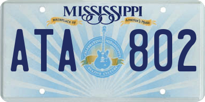MS license plate ATA802