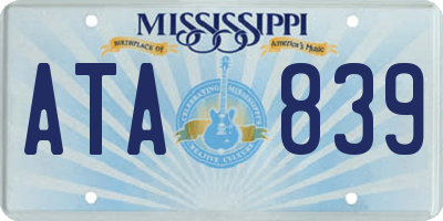 MS license plate ATA839