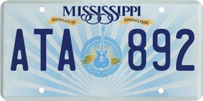 MS license plate ATA892