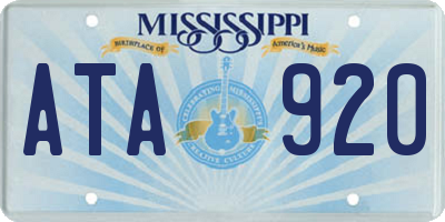 MS license plate ATA920