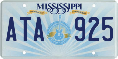 MS license plate ATA925