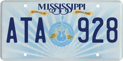 MS license plate ATA928