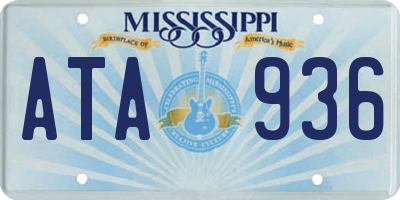 MS license plate ATA936