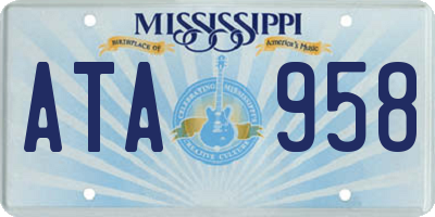 MS license plate ATA958