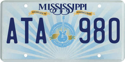 MS license plate ATA980