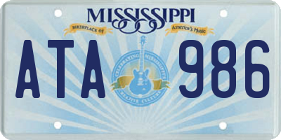 MS license plate ATA986