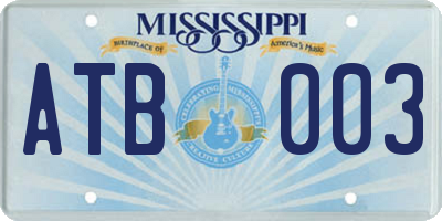 MS license plate ATB003