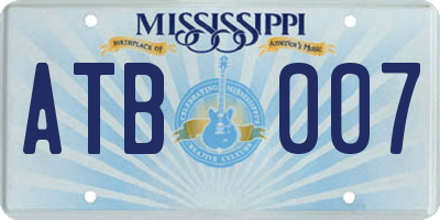 MS license plate ATB007