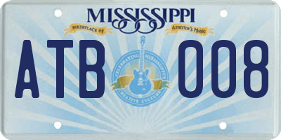 MS license plate ATB008