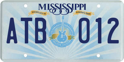 MS license plate ATB012