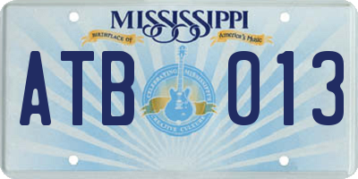MS license plate ATB013