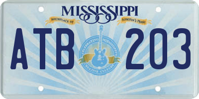 MS license plate ATB203