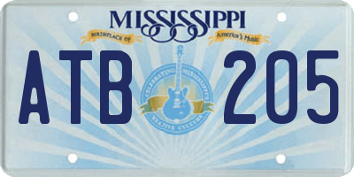 MS license plate ATB205