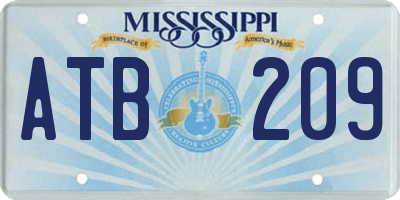 MS license plate ATB209