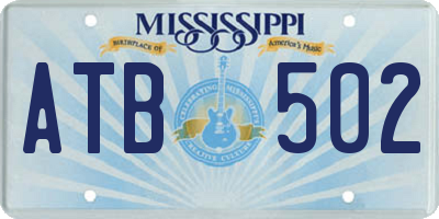 MS license plate ATB502