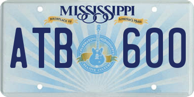 MS license plate ATB600