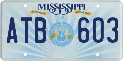 MS license plate ATB603