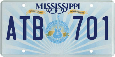 MS license plate ATB701