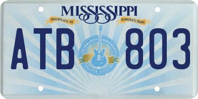 MS license plate ATB803