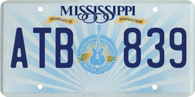 MS license plate ATB839