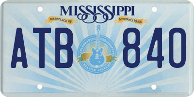MS license plate ATB840