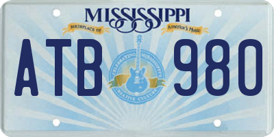 MS license plate ATB980