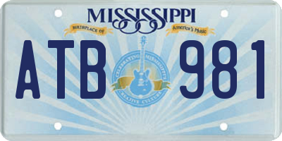 MS license plate ATB981