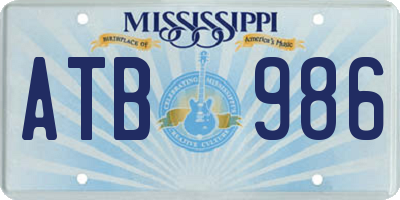 MS license plate ATB986