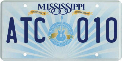 MS license plate ATC010