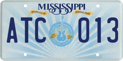MS license plate ATC013