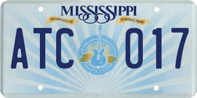 MS license plate ATC017