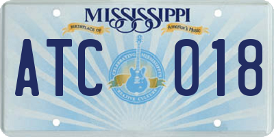 MS license plate ATC018