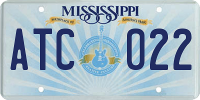 MS license plate ATC022
