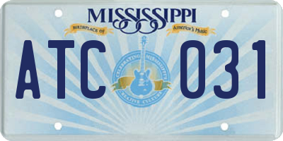 MS license plate ATC031