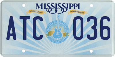 MS license plate ATC036