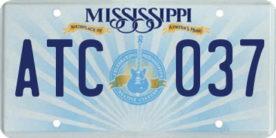 MS license plate ATC037